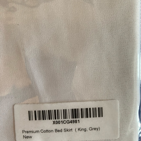 King bed skirt. All cotton  sateen  300 thread count grey. New never opened - Picture 3 of 8